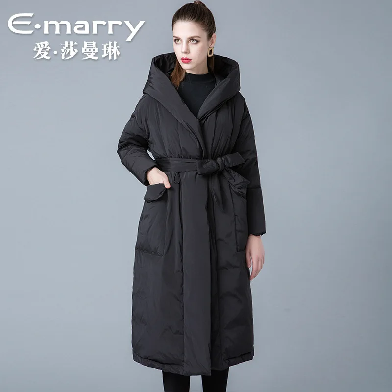 new winter women's wear 90 white feather down jacket, women's loose fitting jacket factory wholesale 8841272 - Цвет: Черный