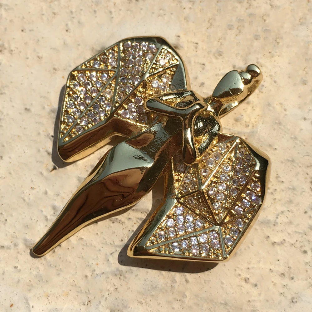 

Gold Chain Hip-hop pendant Jewelry For Men Luxury Brass Zircon Angel Pendant Necklace