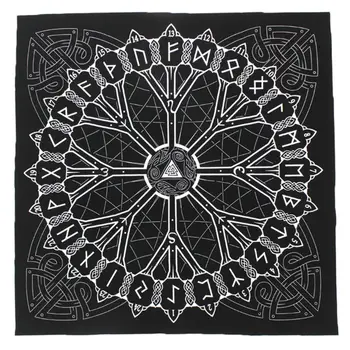 

Nordic Simple Rune Origin Tree Tablecloth Divination Runic Tarot Game Flannel Table Cover Tarob