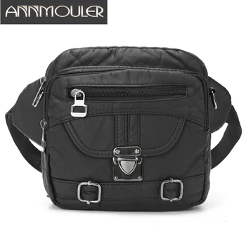 

Annmouler Newest Waist Bag for Women Black Fanny Pack Large Capacity Chest Bag Multi-funtion Ladies Small Shoulder Crossbody Bag