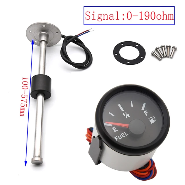 0 ~ 190 Ohm Kraftstoff Niveau Sensor + Tankanzeige für Universal Auto Boot  Motorrad 2 52mm kraftstoff Tank Meter mit Rot Licht 12V 24V - AliExpress