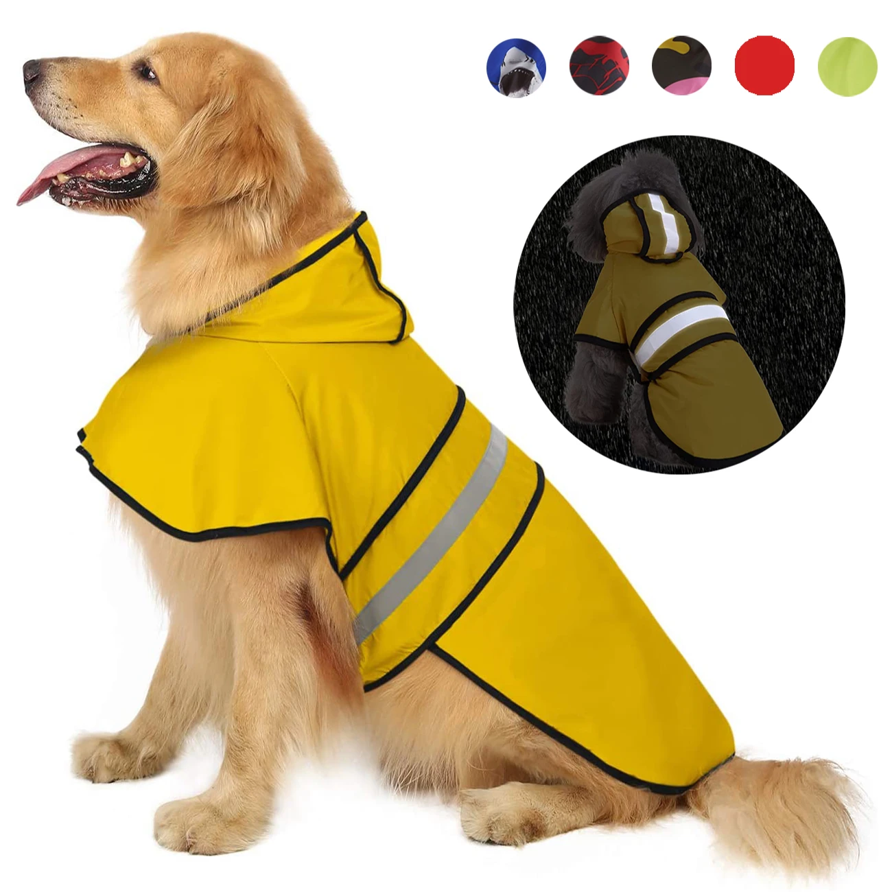 

Reflective Dog Raincoat Waterproof Hooded Pet Coat Slicker Poncho Vest For Small Medium Large Dogs French Bulldog Pet Clothes