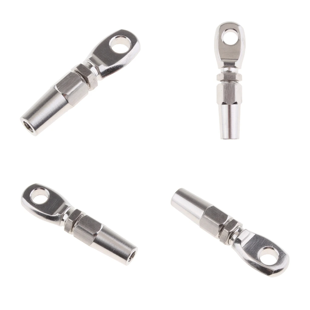 4x Stainless Steel Marine Swageless Eye Terminal For 6mm Wire Rope