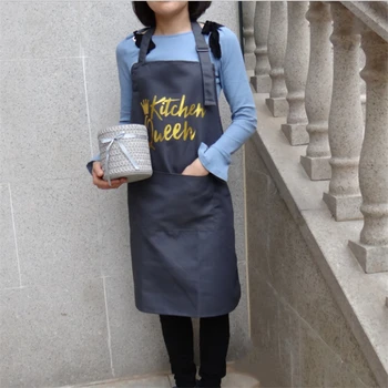 

New Gray Plain Thick Gold Letter Home Adult Couple Apron Support Custom Pattern Sleeveless Apron Bib Cleaning Canvas