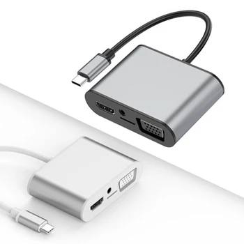 

8 IN 1 Type C to HDMI Hub USB C to VGA USB 3.5mm Aux SD Adapter with Type-C PD Fast Charging for