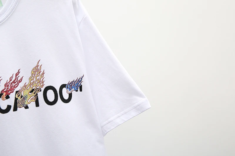 Разноцветная Футболка с принтом пламени и стрелы, 19ss, Off-White OW, для мужчин и женщин, модные модели для влюбленных, хлопковая Повседневная футболка с короткими рукавами и круглым вырезом