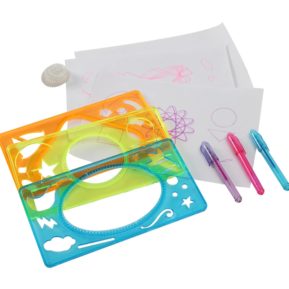 

18pcs/set Students Geometric Ruler Spiral Stencil Template Learning Art Stationary Supplies Children Drafting Tool Drawing