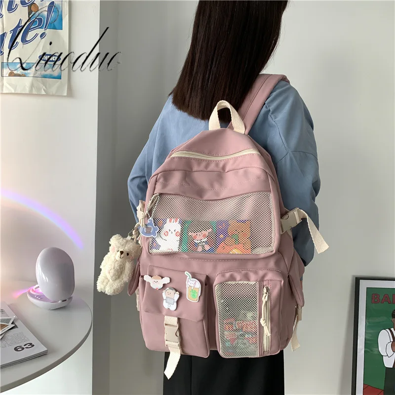 Qiaoduoかわいいナイロン女性のバックパックファッション防水リュックサック十代の少女スクールバッグかわいい学生ランドセル旅行mochila Aliexpress スーツケース バッグ