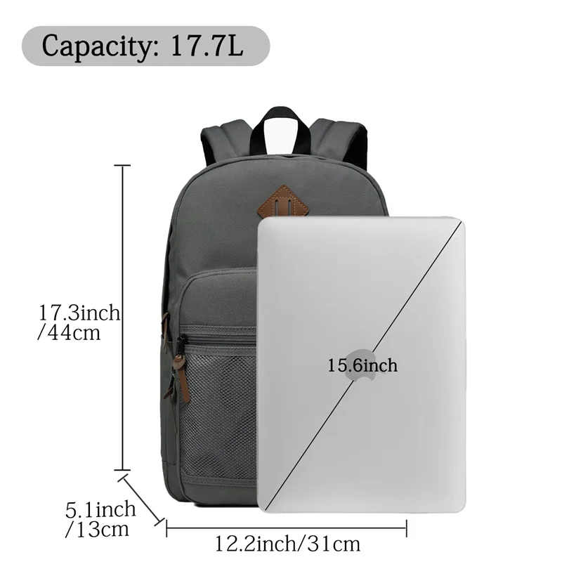VASCHY School Backpack for Teenagers Boys Girls School Bags Student Bookbag Waterproof Casual Backpack for Children Men Women
