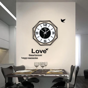 

Large MEISD Geometric Rhombus Nordic style Wall Clocks Modern Design Living Room Home Decor Fashion Original Clocks Free Shining