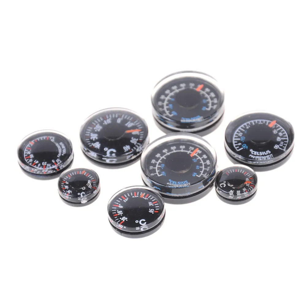 1PC HELTC Diameter 15/20/25/27mm Plastic Round Mini Thermometer Mini Spirit Circular Thermograph Celsius Hydrothermograph