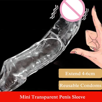 Male Extend Sleeve Penis Extender Condoms Reusable Dildo Enhancer Sex Toys For Men Delay Ejaculation Cock Nozzle 2