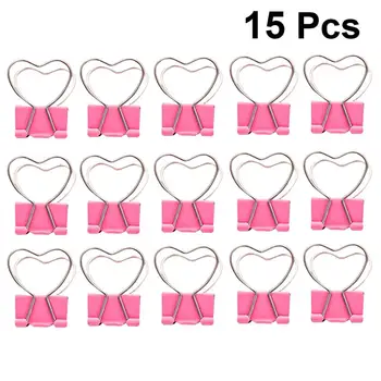 

15Pcs Mini Cute Small Paper Clip Pink Love Long Tail Heart Hollow Out Clip Folder Notes Letter Ticket Clip