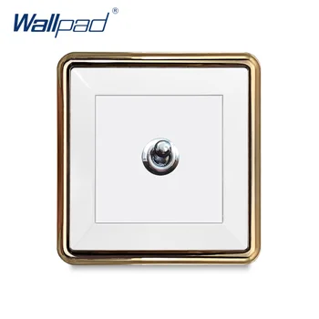 

New Arrival Wallpad 1 Gang 1 Way 2 Way Toggle Button Wall Light Switch PC Panel Gold Edge