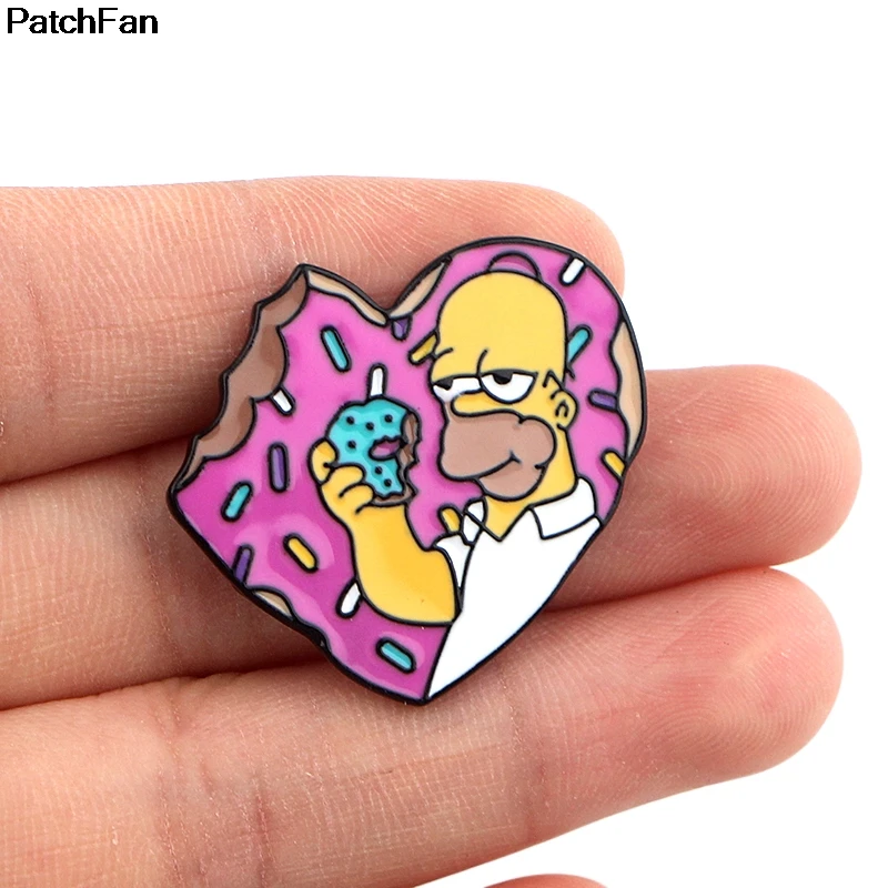 Patchfan десерт пончик в форме сердца эмалевые броши, булавки цинковый металл insignia para рюкзак «сделай сам» одежда для сумки, бейджи для мужчин A2439