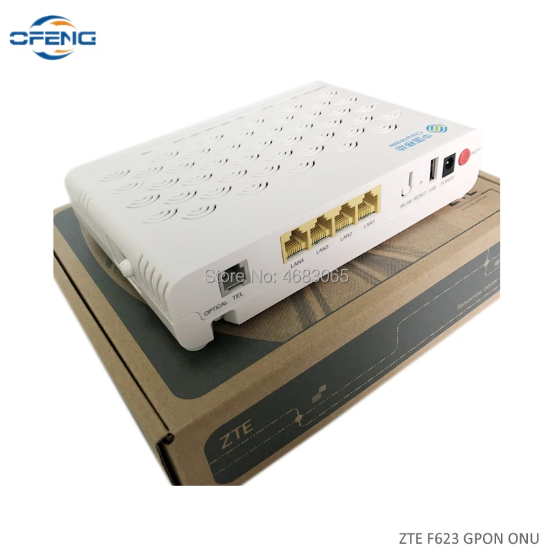 Оригинальный Новый волоконно оптический ZTE F623 6 0 FTTH GPON ONU ONT маршрутизатор с 1GE + 3FE