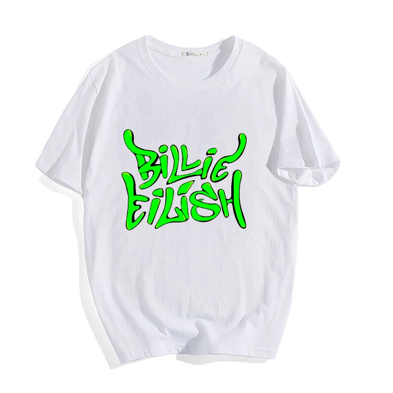 Женская/Мужская футболка в стиле Харадзюку, одноцветная, Billie eillow, короткий рукав, одежда унисекс, модная забавная футболка, летние хлопковые футболки