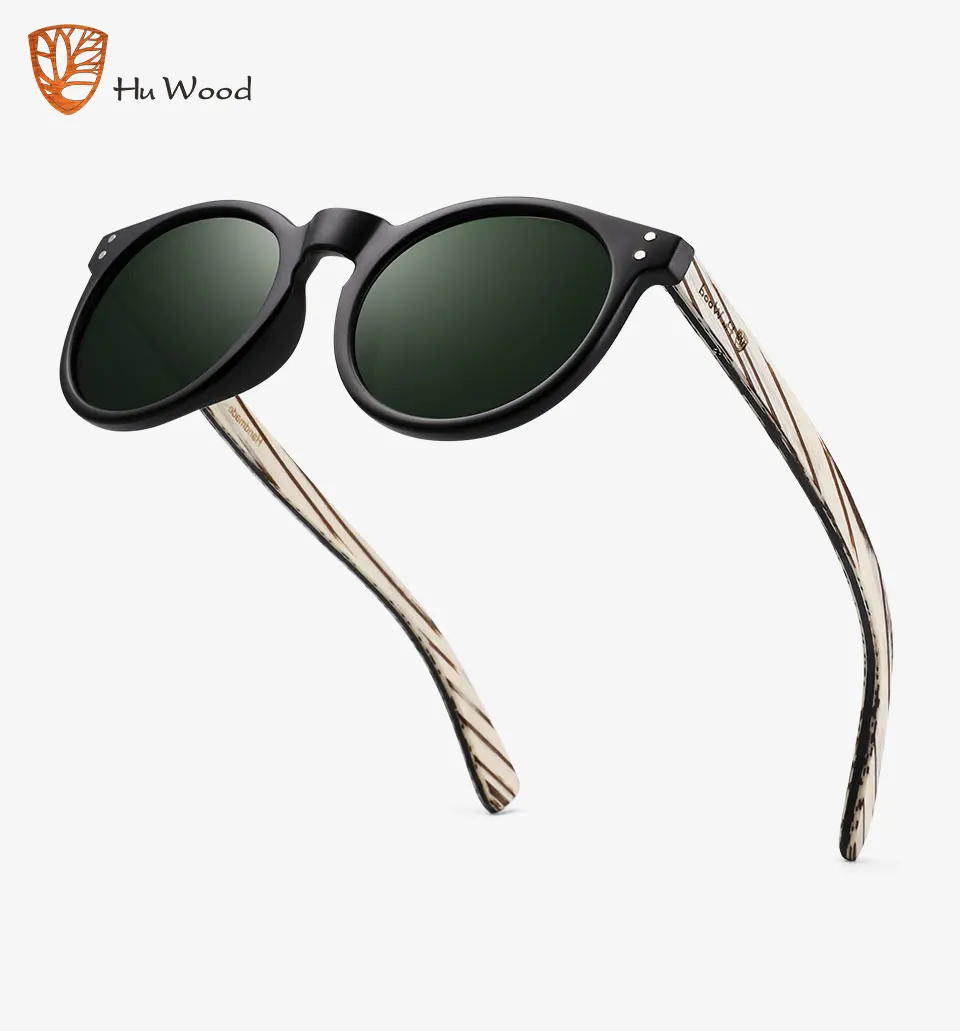 big frame sunglasses HU WOOD Round Sunglasses For Men Polarized Pink Uv400 Lens Sun Glasses Women Gafas de sol Wooden 2021 Nen Wooden Design women's sunglasses