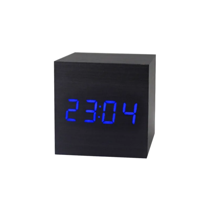 

Wooden led wooden clock creative electronic clock simple square clock mini alarm clock bedside clock