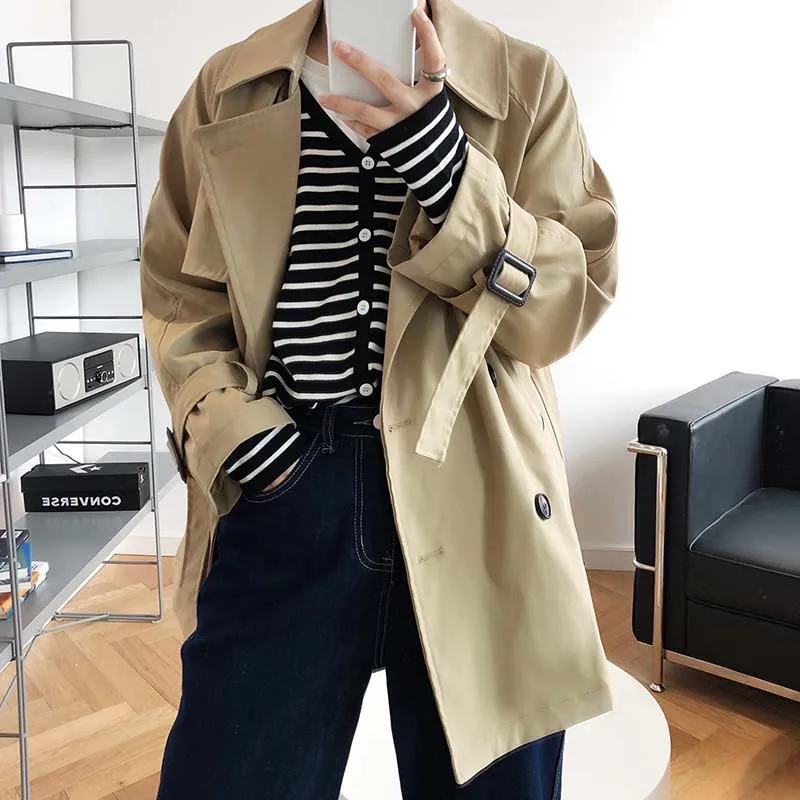 Mooirue Women Trench Coat With Belt Short Trench Coat For Young Women 2020 Autumn New Korean Style Loose Overcoat