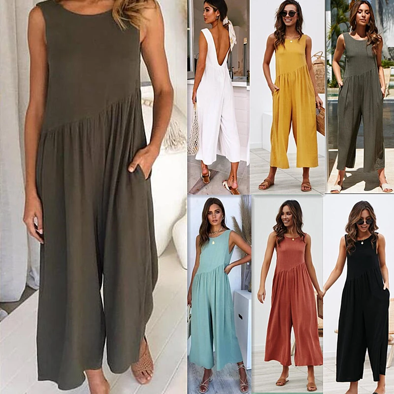 

Solid color vest Jumpsuit new women's loose and fashionable one-piece suit