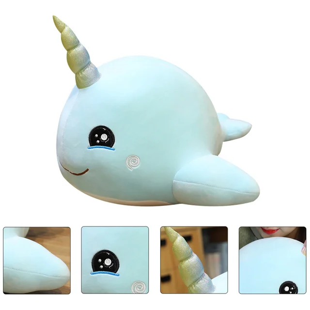 Beautiful Plush Narwhal Doll Toy Stuffed Whale Toy Lovely Kids Plaything