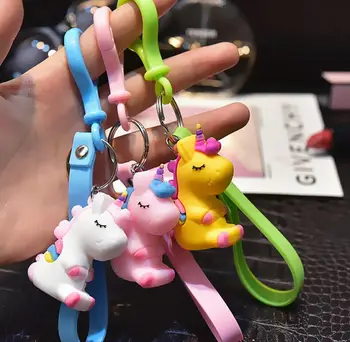

10pcs/lot Free Shipping Cute Cartoon PVC Unicorn Doll Bag Pendant Car Key Ring Key Chain Handbags Couple Accessories Gifts