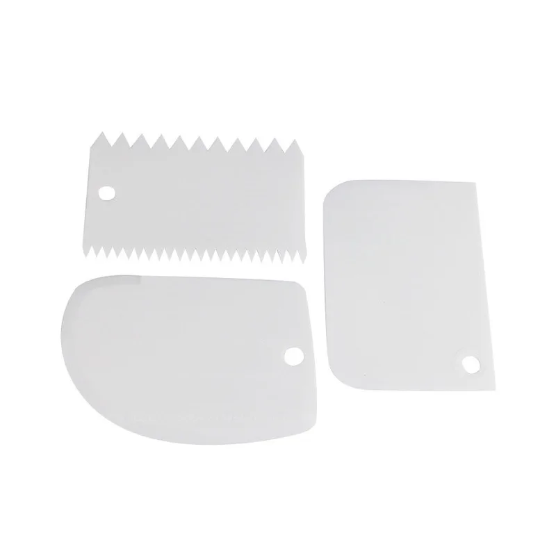 3Pcs/Set Dough Icing Fondant Scraper Cake Baking Pastry Tools Plain Smooth Jagged Edge Spatulas Cutters | Дом и сад