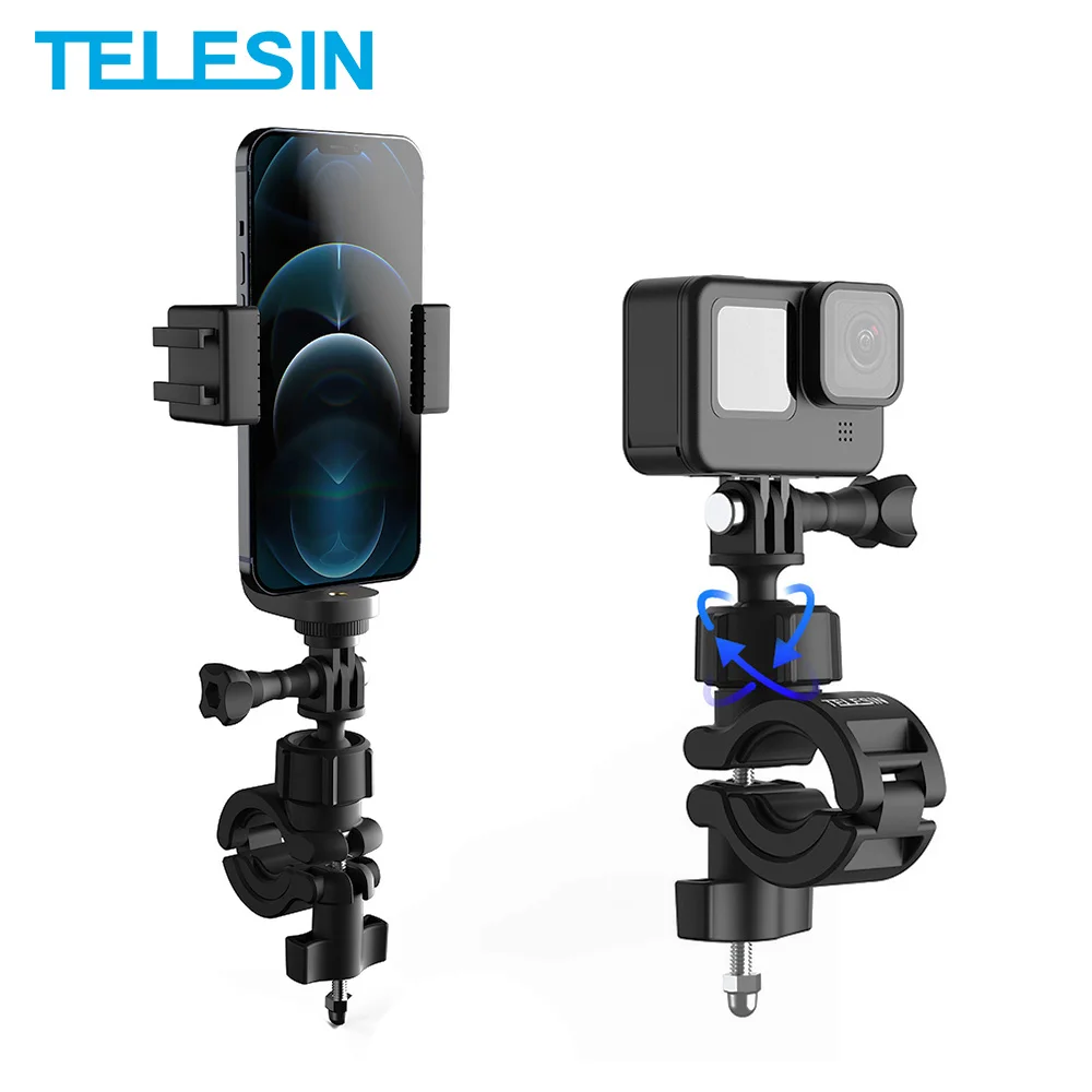Держатель TELESIN с поворотом на 360 градусов для GoPro Insta360 Osmo Action IPhone мобильный телефон