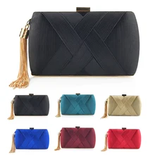 Женская атласная винтажный Плетеный вечерний мешок с кисточками темперамент Свадебная вечеринка женская новая сумка через плечо BS88