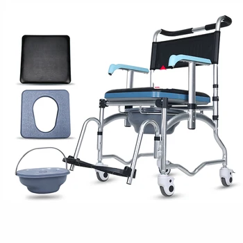 

Old Age Patient Disabled Belt Round Pedestal Pan Chair Foldable Transfer High The Elderly Take A Shower Chair Household Move