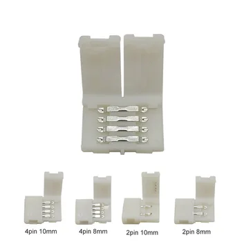 

10pcs/lot LED Strip Connectors 4pin 8mm / 4pin 10mm/5pin 10mm Free Welding Connector for rgb led strip 12v 2835 5050 RGB RGBW