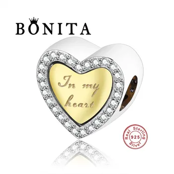 

Original 925 Sterling Silver In My Heart Charm Dangle Fit Original Pan dola Charms Bracelet Necklace Beads Berloque DIY Jewelry