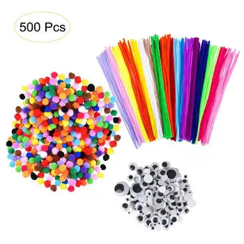 

500pcs DIY Educational Toy Craft Set Hair Ball Top Hair Woolen Educational Toys DIY Handmade Material Plush Toy DIY Art Craft