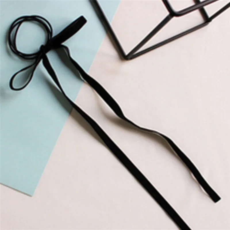 5 Colors Women Girls Velvet Ribbon Bow Elastic Hair Bands Simple Chic Female Hair Ties Band With Long Tassel Hair Accessories