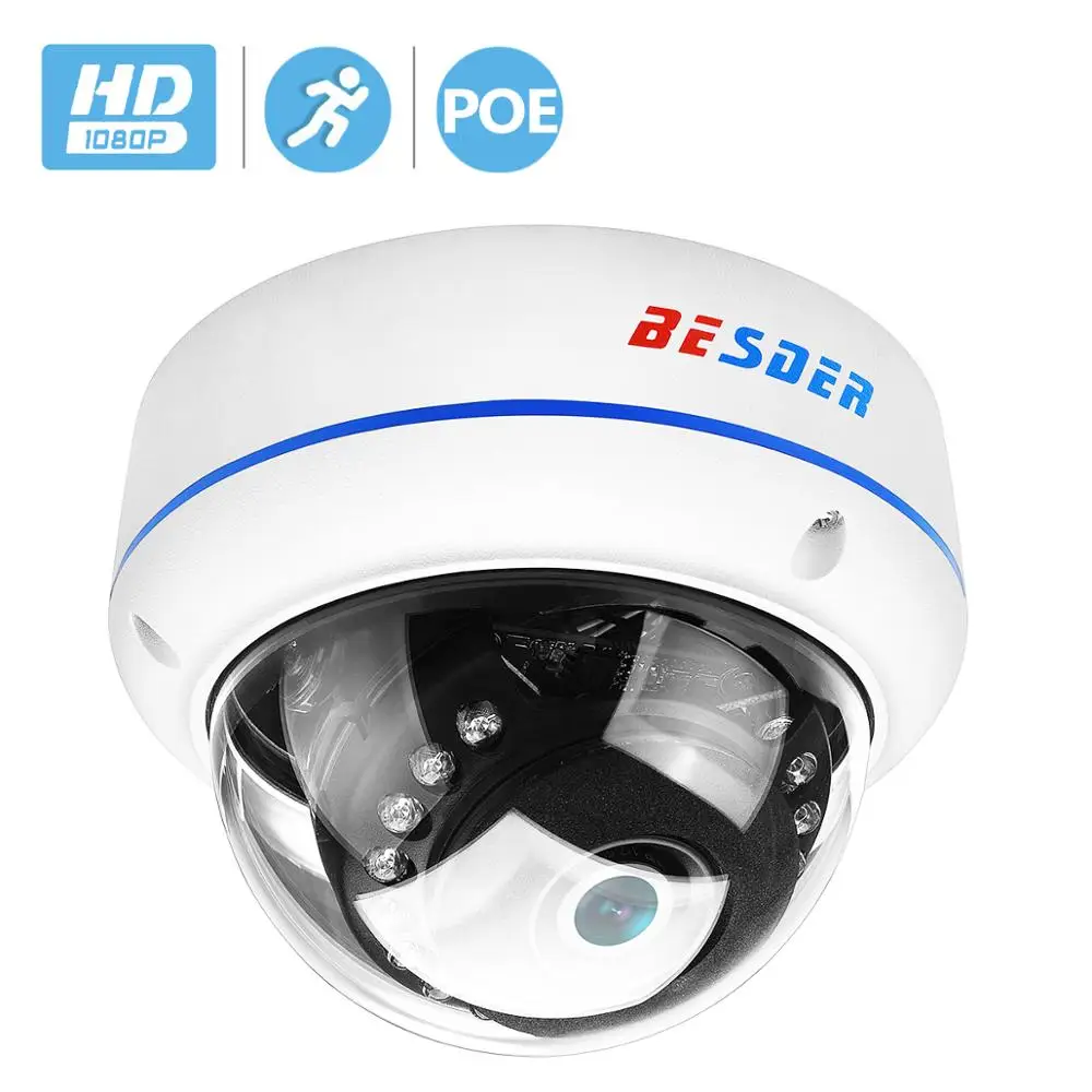 IP камера видеонаблюдения BESDER 720P/960P/1080P антивандальная купольная ночного видения