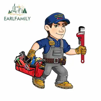 

EARLFAMILY 13cm x 12.3cm For Emergency Plumber Waterproof Car Stickers Personality Creative Decal Bumper Windows Decoration