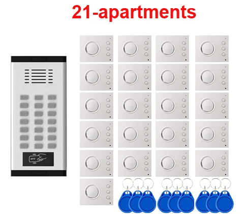 

Hand-free Home Intercom Audio Doorbell System2-wired Direct Press Key Audio Door Phone ID Card Unlocking for 21-Apartments