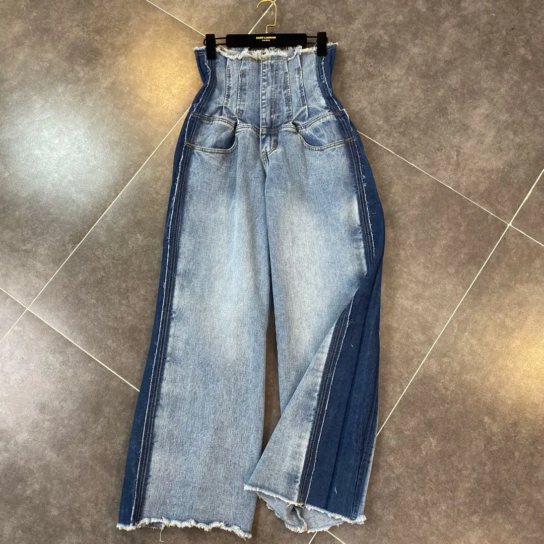 

2020 Spring and Summer New Mixed Colors High Waist Wide-Leg Woman Jeans Fahiosn Jeans Ladies Denim Pants Jean Pants Jeans