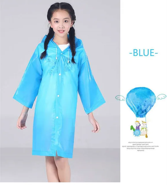 1 Item Cute Dinosaur Polyester Baby Raincoat Outdoor Waterproof Rain Coat Children Impermeable Poncho Boy Girl Rain Jacket Gift blue