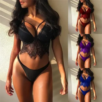 

Lingerie Wireless Bras Panties Lingerie Sleepwear Set 2Pcs/Set Sexy Women Corset Lace Print Push Up Bra Underwear Suit