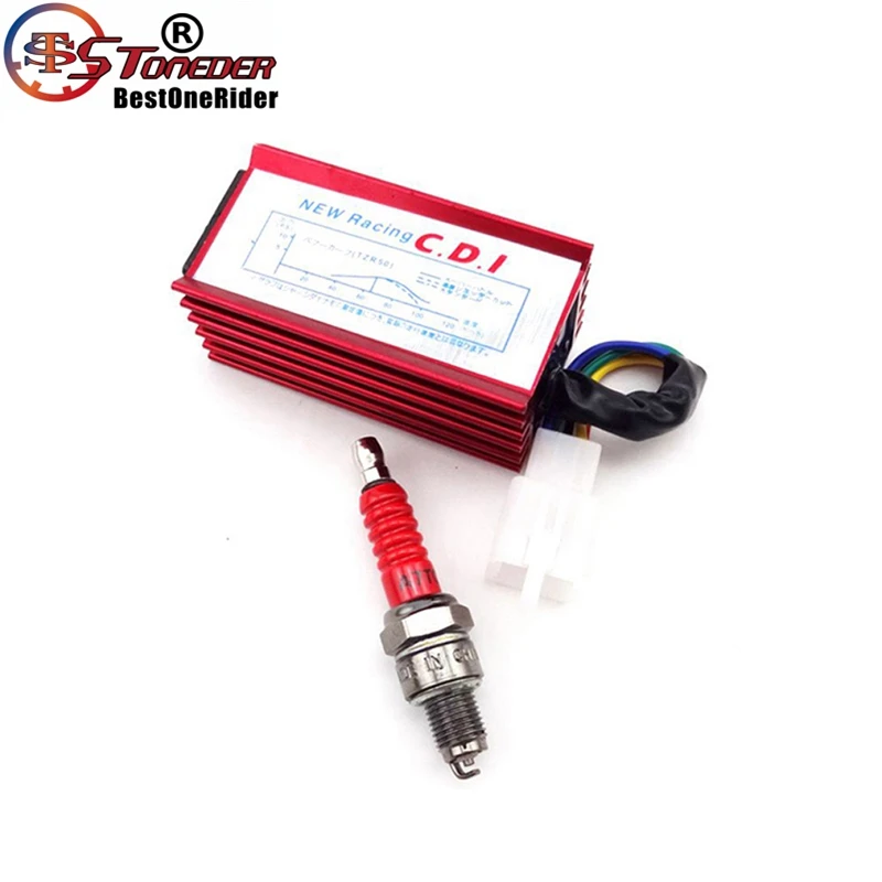 STONEDER 5Pin конденсаторное зажигание с кабелем A7TC свечи зажигания для 50cc 70cc 90cc 110cc 125cc двигателя мотоцикла Loncin Taotao raketa SUNL китайских ATV квадроцикл