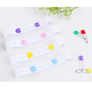 

20pcs Fold Over Elastic Baby Diaper Magic Tape Safety Belt Adjustable Buckle Fasteners Fix Diaper Strips Belts Random Color