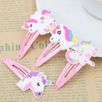 

2 Pcs Cartoon Glitter Unicorn Hair Clips Hairpins Cute Animal Plastic Hairclips BB Clips For Kids Girl Hearwear Hair Accessories