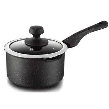 

Small Milk Pot Baby Food Supplement Pot Healthy Children Non-Stick Cooking Noodle Pot Universal with Glass Cover 16cm