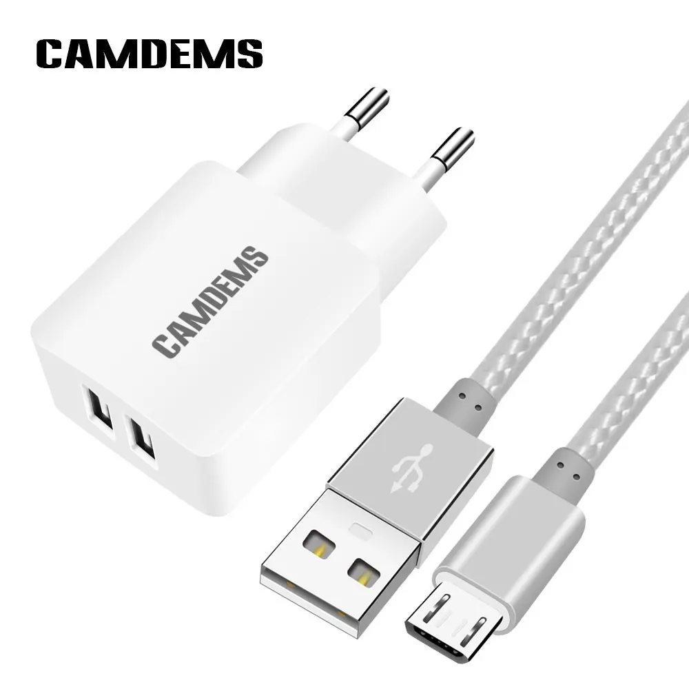 CAMDEMS Премиум 1,2 м USB дорожное настенное зарядное устройство с микро-кабель для samsung a7 a5 s6 s8 плюс s10e a8 a9 A30 M20 M30 A40