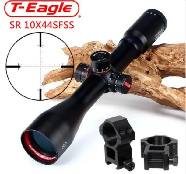 with dovetail rings T-Eagle SR 10X44 SFSS охотничий троп оптический прицел Прицелы освещенные красные стеклянные травчатые рептилии замок Сброс прицел - Цвет: with dovetail rings