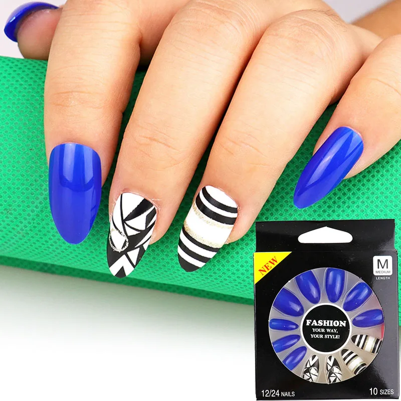 12 шт. шпильки для ногтей с клеем полное покрытие Акриловые искусственные DIY Типсы для дизайна ногтей творческие геометрические дизайн ногтей Подвески - Цвет: 05