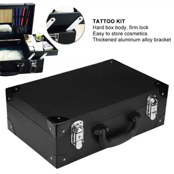 

Glitter Tattoo Set Multi-Functional Tattoo Tool Kit Storage Case Nail Art Tool Cosmetics Organizer Box (Black) Power Supply Kit