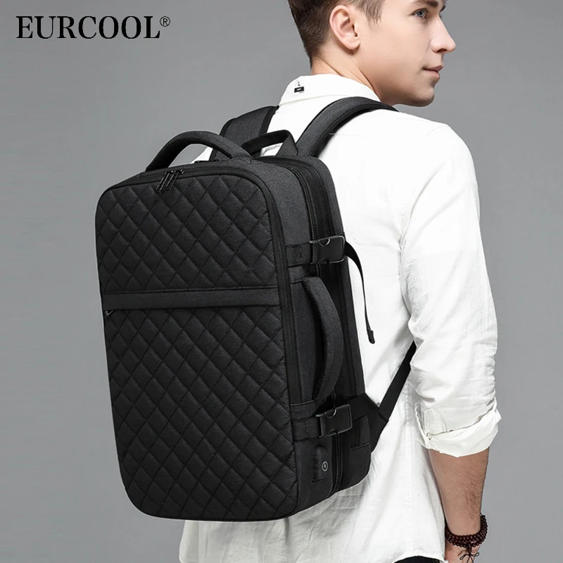 

EURCOOL 2019 NEW Travel Backpack Men Expandable 12cm Multifunctional Bag Laptop Backpacks Male Mochila Fit 15.6 Inch N1811-x